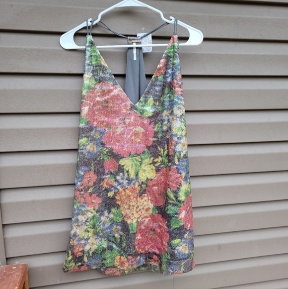 Free People Tangier Mini Floral Sequence Dress. - Picture 6 of 9